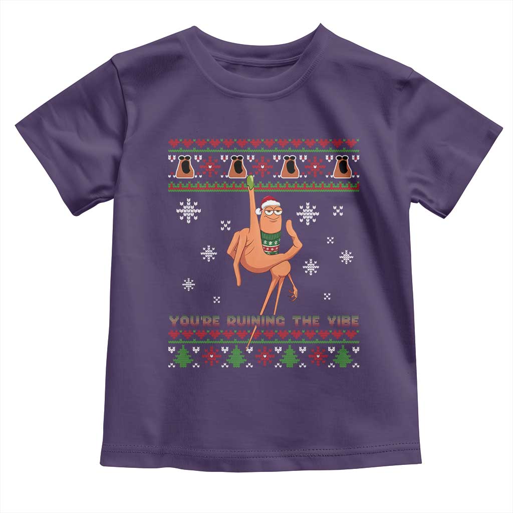 You Are Ruining The Vibe Toddler T Shirt Ugly Christmas Marcus The Worm Meme Gift TS12 Purple Print Your Wear