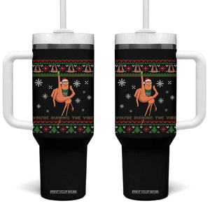 You Are Ruining The Vibe Tumbler With Handle Ugly Christmas Marcus The Worm Meme Gift - Print Your Wear