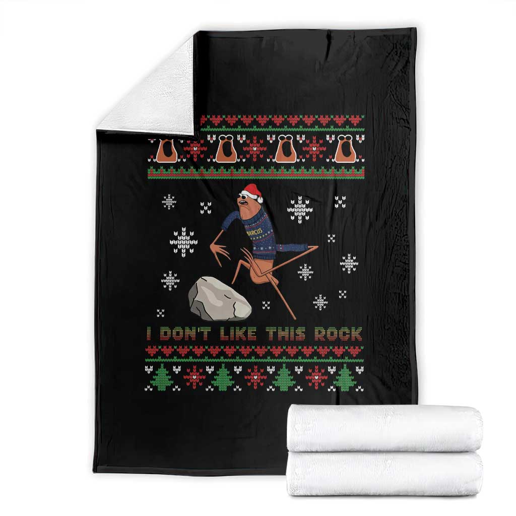 Funny Marcus The Worm Meme Throw Blanket I Do Not Like This Rock Ugly Christmas Gift TS12 Black Print Your Wear