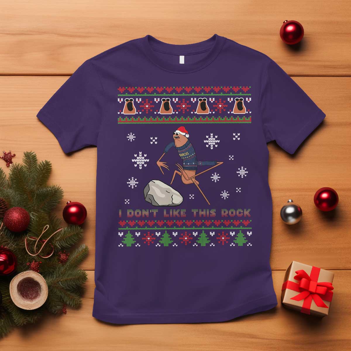 Funny Marcus The Worm Meme T Shirt I Do Not Like This Rock Ugly Christmas Gift TS12 Purple Print Your Wear