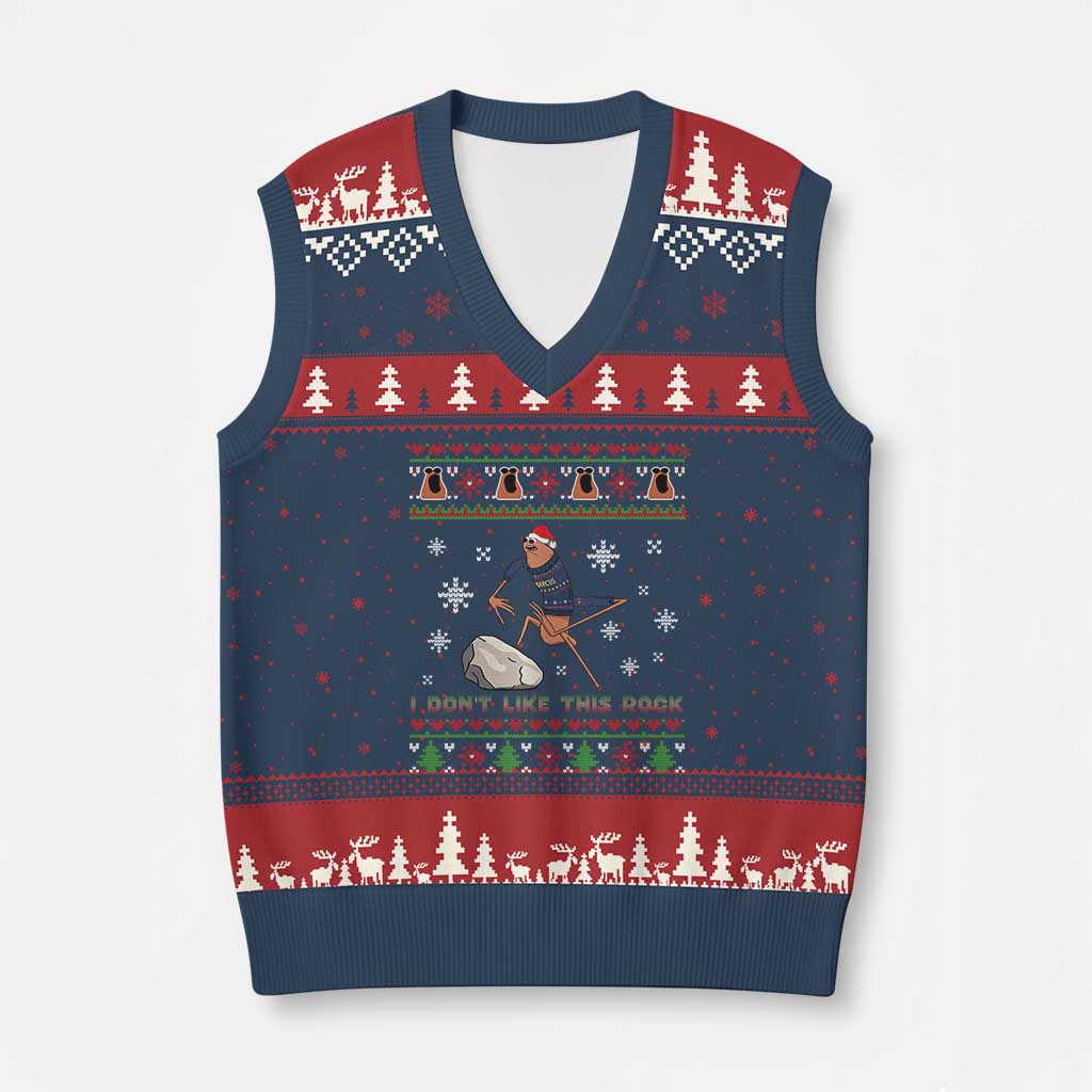 Funny Marcus The Worm Meme V-Neck Knit Sweater Vest I Do Not Like This Rock Ugly Xmas Gift TS12 Navy Red Print Your Wear