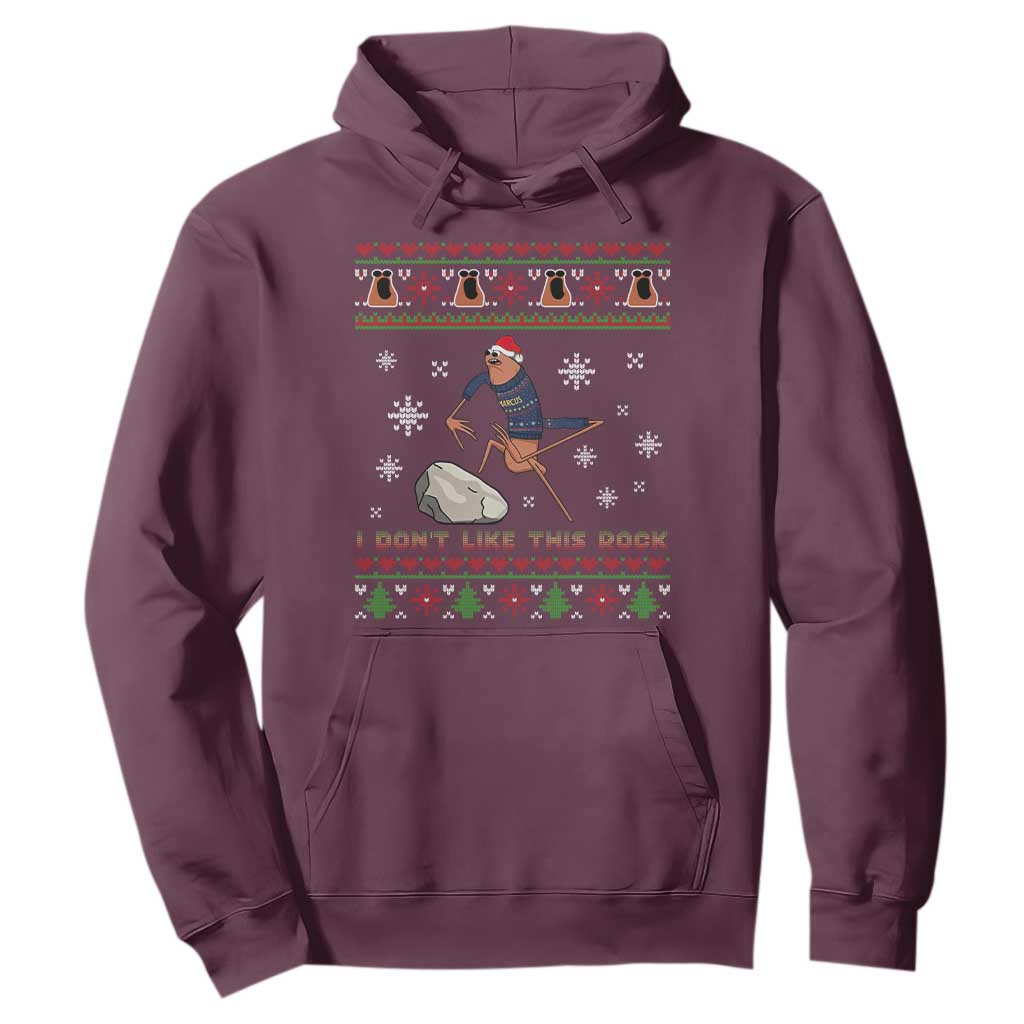 Funny Marcus The Worm Meme Hoodie I Do Not Like This Rock Ugly Christmas Gift TS12 Maroon Print Your Wear