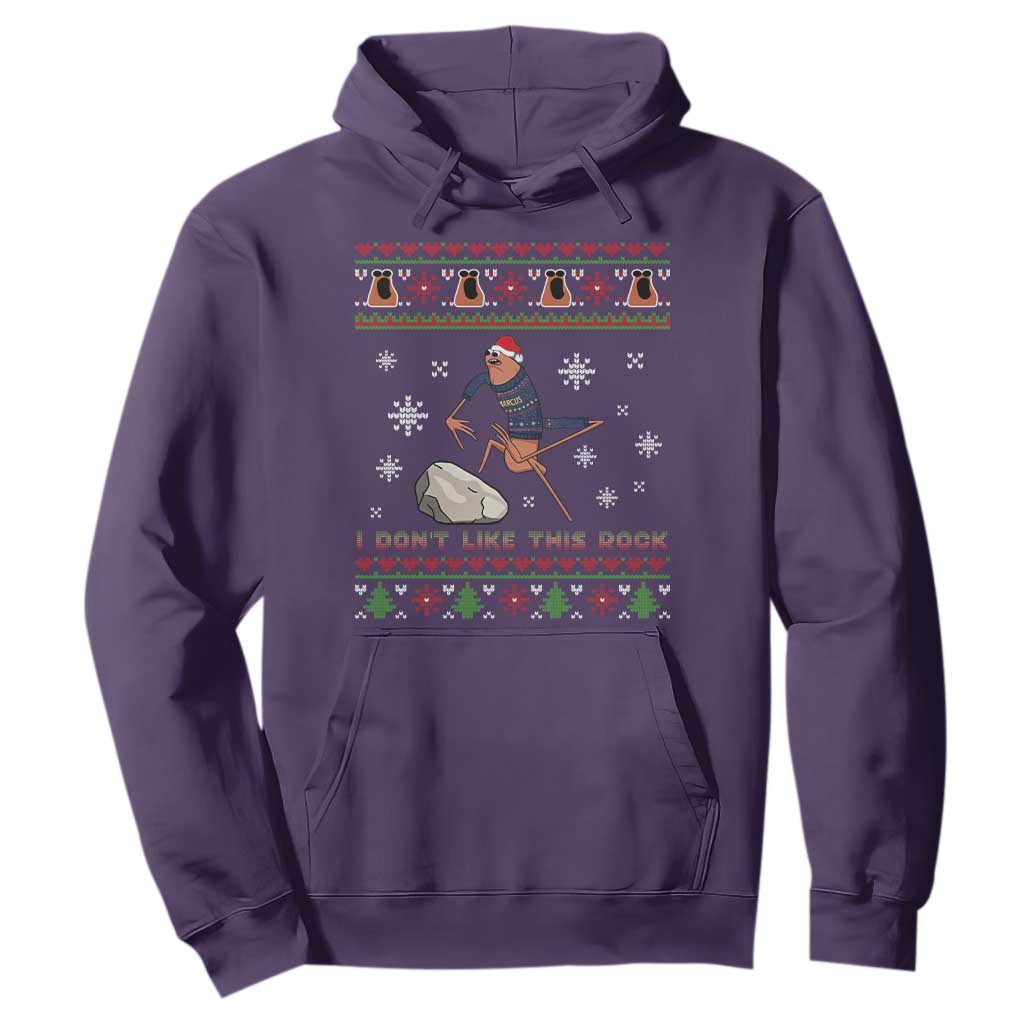 Funny Marcus The Worm Meme Hoodie I Do Not Like This Rock Ugly Christmas Gift TS12 Purple Print Your Wear