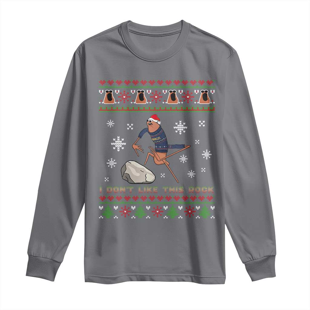 Funny Marcus The Worm Meme Long Sleeve Shirt I Do Not Like This Rock Ugly Christmas Gift TS12 Charcoal Print Your Wear