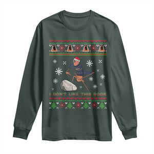 Funny Marcus The Worm Meme Long Sleeve Shirt I Do Not Like This Rock Ugly Christmas Gift TS12 Dark Forest Green Print Your Wear