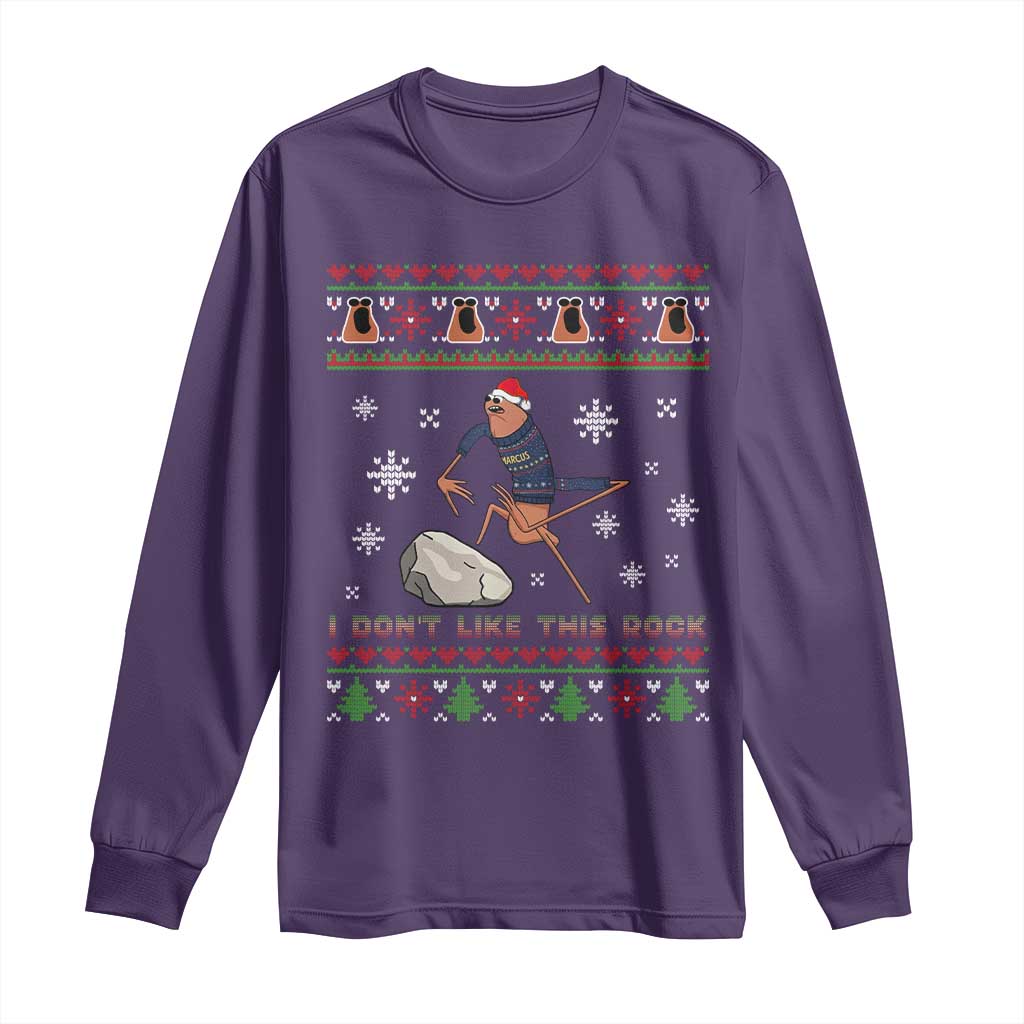 Funny Marcus The Worm Meme Long Sleeve Shirt I Do Not Like This Rock Ugly Christmas Gift TS12 Purple Print Your Wear