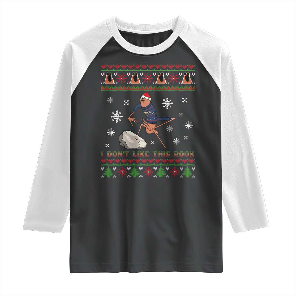Funny Marcus The Worm Meme Raglan Shirt I Do Not Like This Rock Ugly Christmas Gift TS12 Black White Print Your Wear