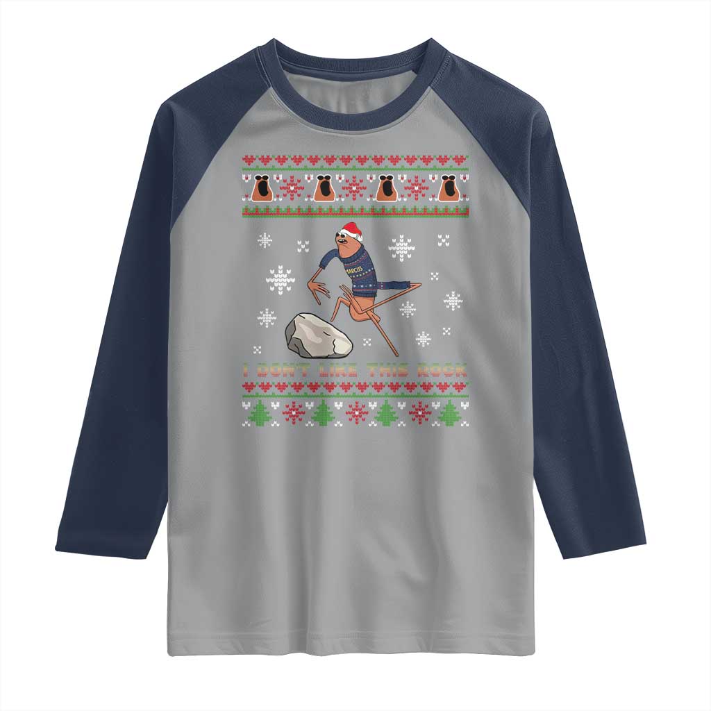 Funny Marcus The Worm Meme Raglan Shirt I Do Not Like This Rock Ugly Christmas Gift TS12 Sport Gray Navy Print Your Wear