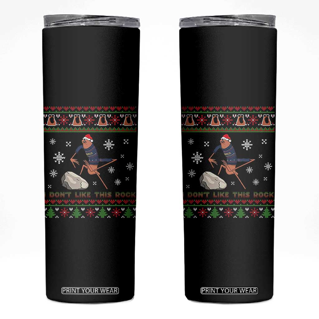 Funny Marcus The Worm Meme Skinny Tumbler I Do Not Like This Rock Ugly Christmas Gift - Print Your Wear
