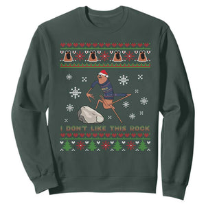 Funny Marcus The Worm Meme Sweatshirt I Do Not Like This Rock Ugly Christmas Gift TS12 Dark Forest Green Print Your Wear