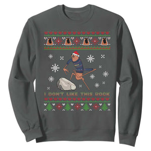 Funny Marcus The Worm Meme Sweatshirt I Do Not Like This Rock Ugly Christmas Gift TS12 Dark Heather Print Your Wear