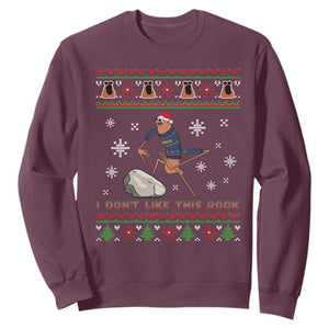 Funny Marcus The Worm Meme Sweatshirt I Do Not Like This Rock Ugly Christmas Gift TS12 Maroon Print Your Wear