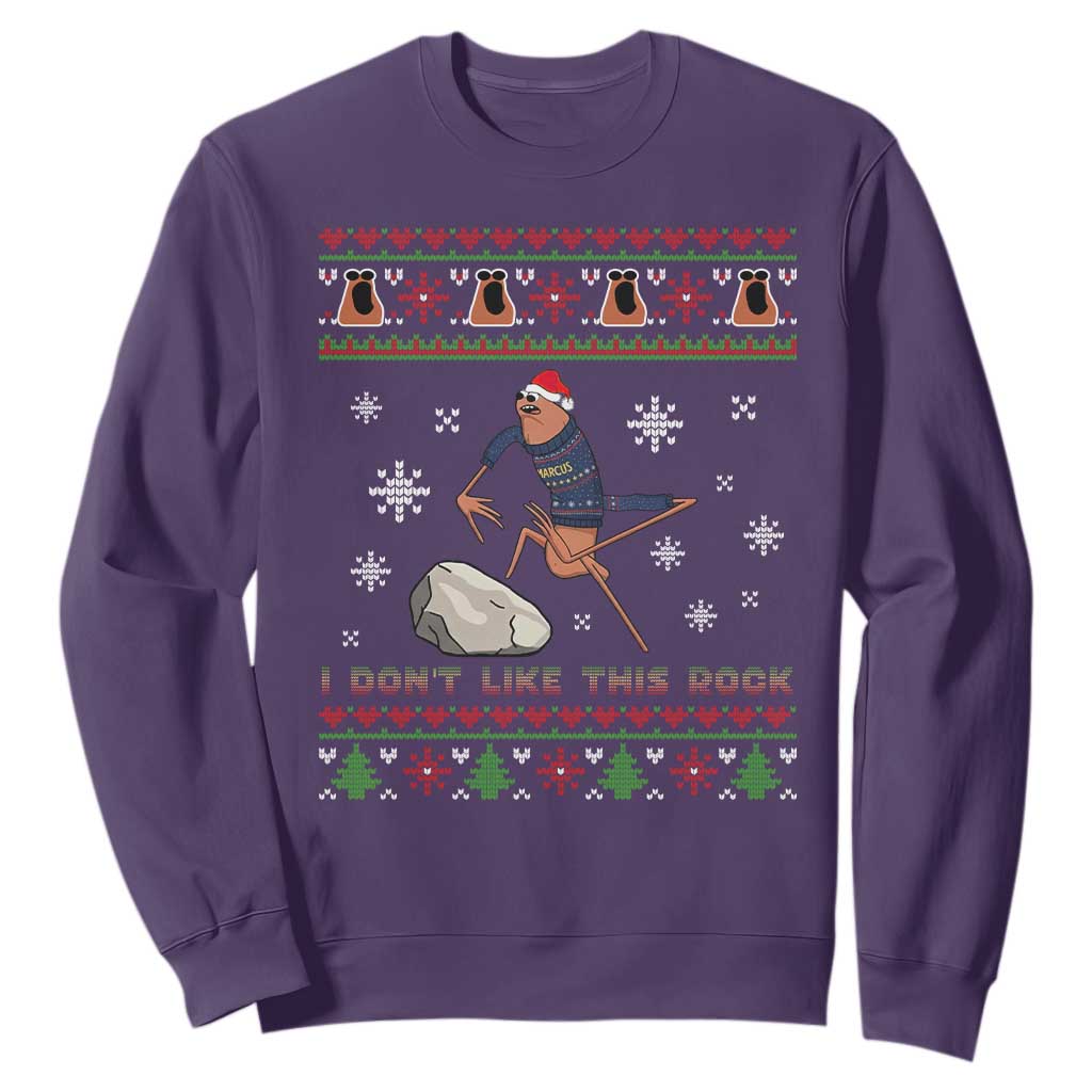 Funny Marcus The Worm Meme Sweatshirt I Do Not Like This Rock Ugly Christmas Gift TS12 Purple Print Your Wear