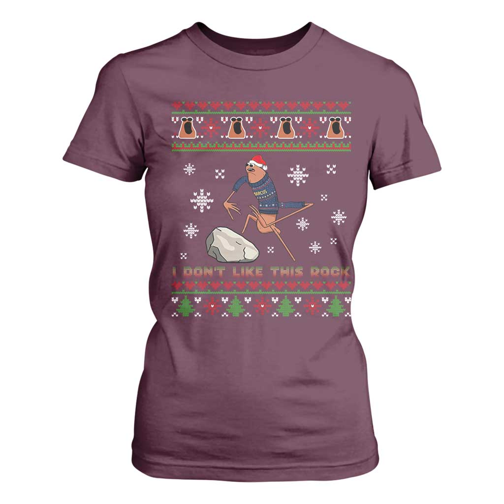 Funny Marcus The Worm Meme T Shirt For Women I Do Not Like This Rock Ugly Christmas Gift TS12 Maroon Print Your Wear