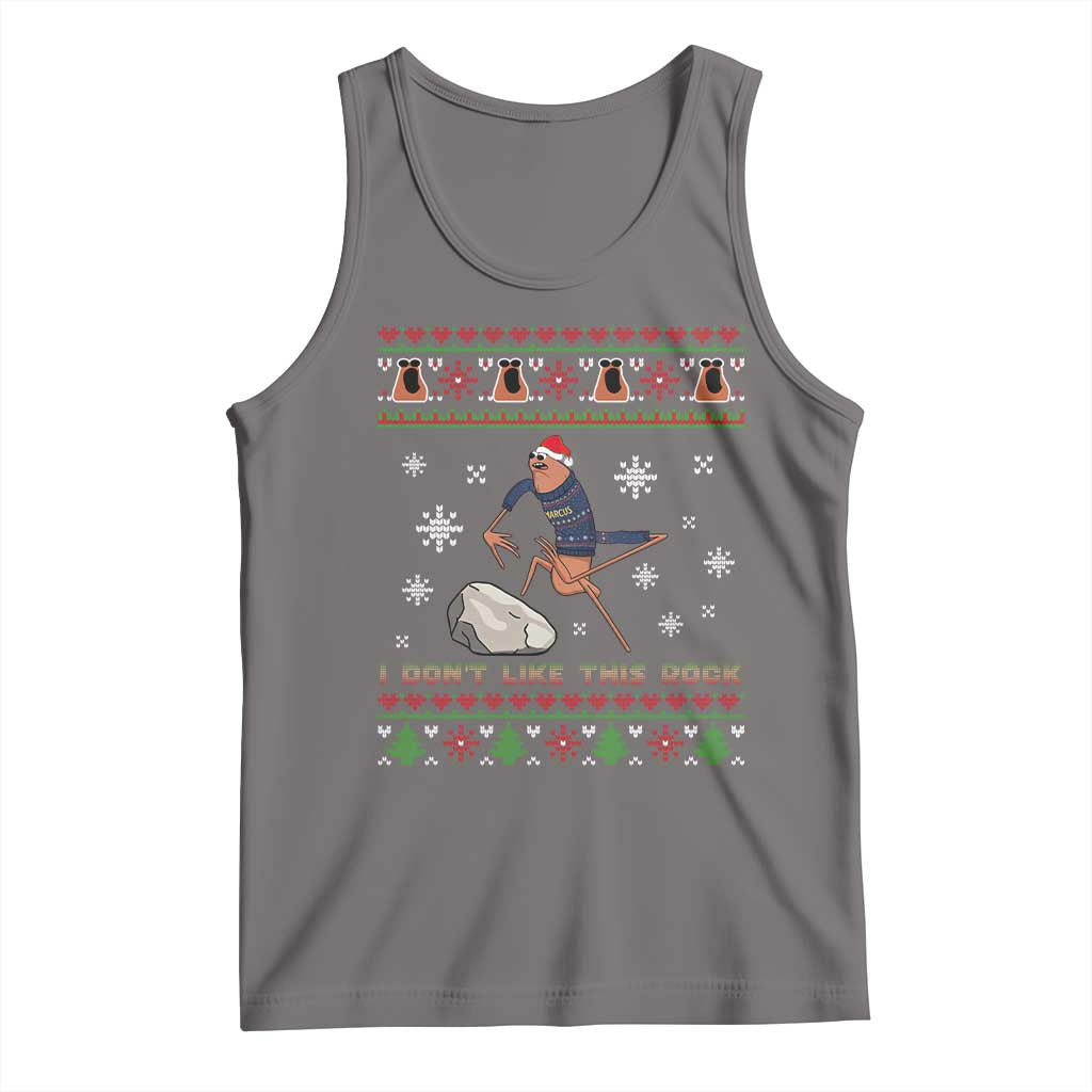 Funny Marcus The Worm Meme Tank Top I Do Not Like This Rock Ugly Christmas Gift TS12 Deep Heather Print Your Wear