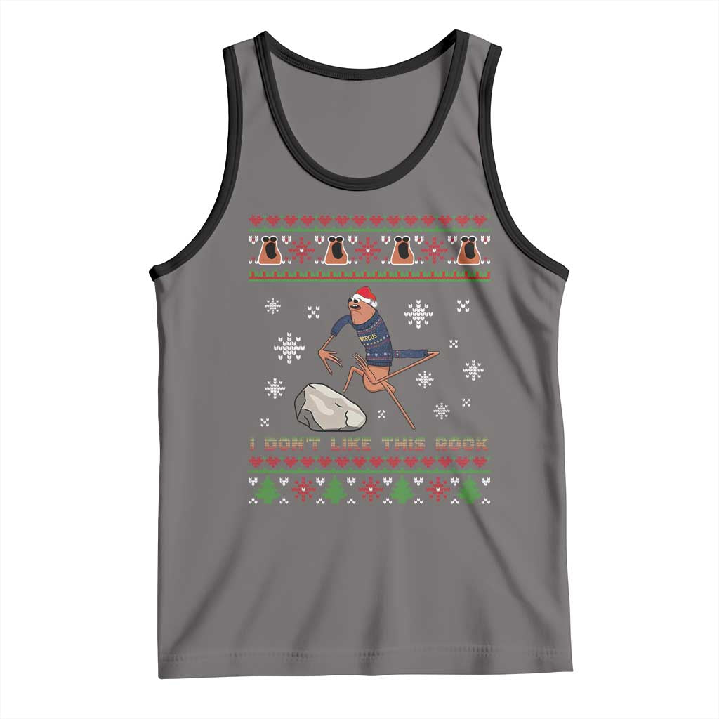 Funny Marcus The Worm Meme Tank Top I Do Not Like This Rock Ugly Christmas Gift TS12 Deep Heather Black Print Your Wear
