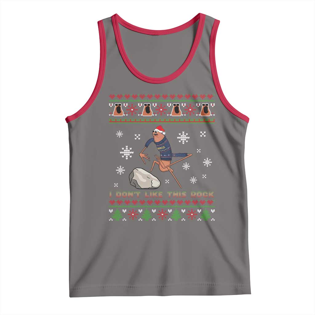 Funny Marcus The Worm Meme Tank Top I Do Not Like This Rock Ugly Christmas Gift TS12 Deep Heather Red Print Your Wear