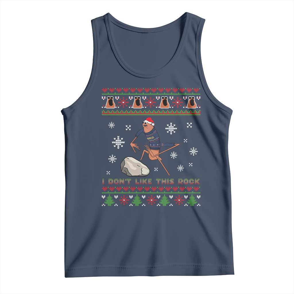 Funny Marcus The Worm Meme Tank Top I Do Not Like This Rock Ugly Christmas Gift TS12 Navy Print Your Wear