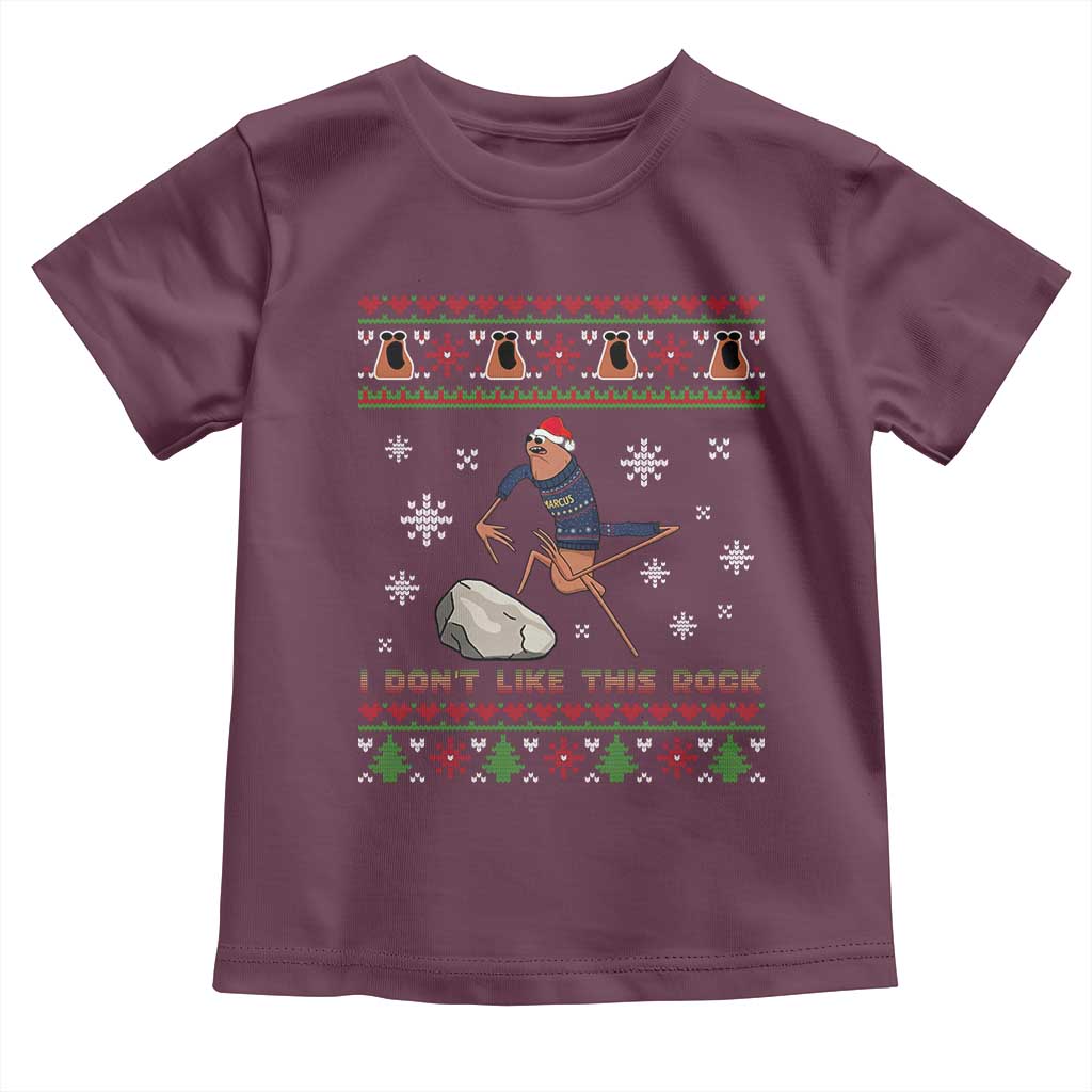 Funny Marcus The Worm Meme Toddler T Shirt I Do Not Like This Rock Ugly Christmas Gift TS12 Maroon Print Your Wear