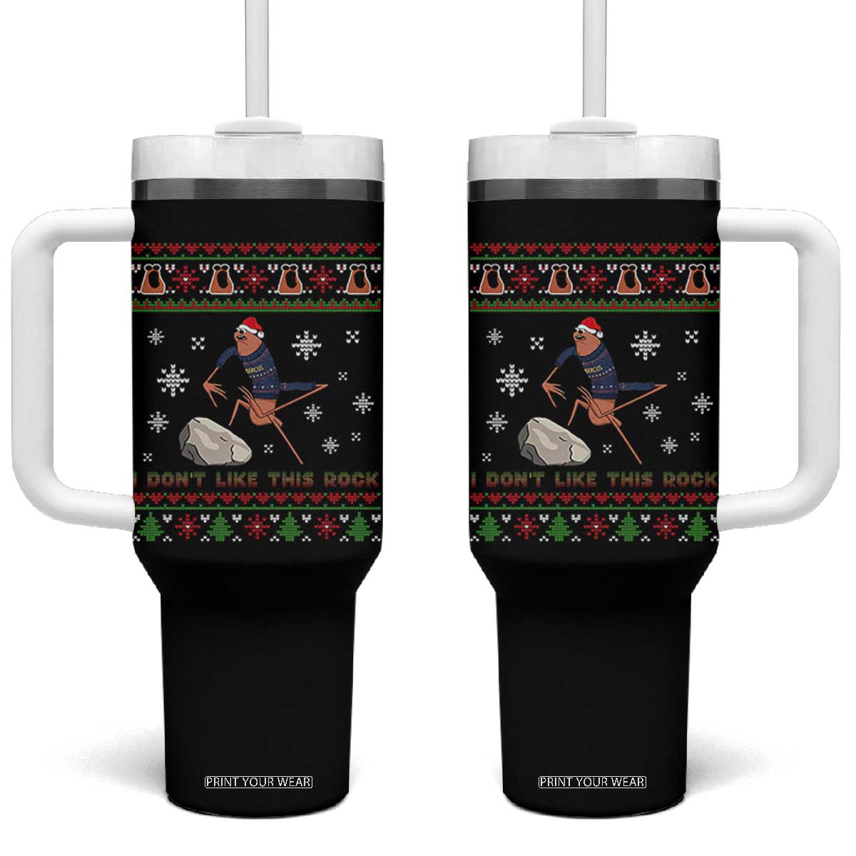 Funny Marcus The Worm Meme Tumbler With Handle I Do Not Like This Rock Ugly Christmas Gift TS12 One Size: 40 oz Black Print Your Wear