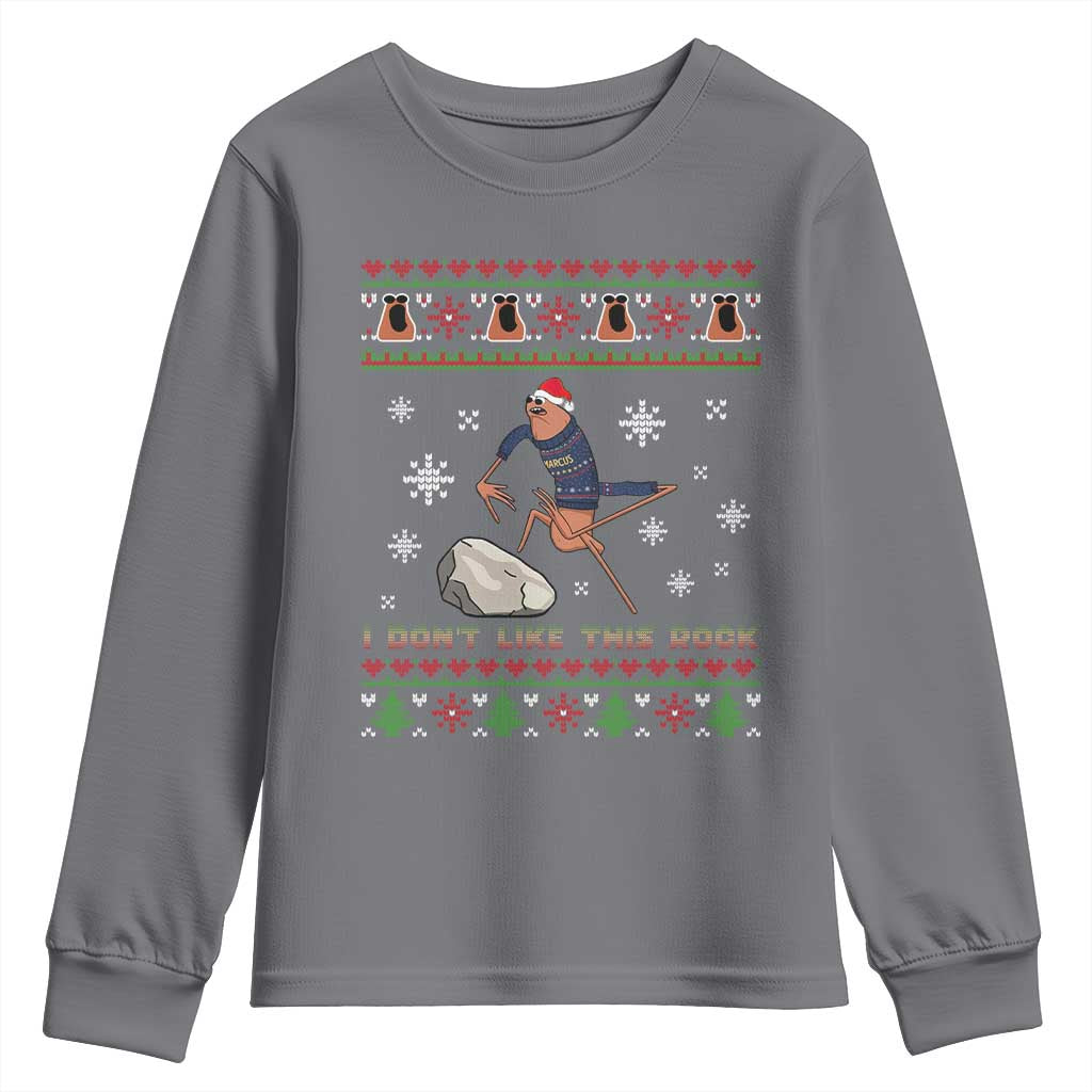 Funny Marcus The Worm Meme Youth Sweatshirt I Do Not Like This Rock Ugly Christmas Gift TS12 Charcoal Print Your Wear