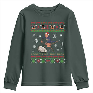 Funny Marcus The Worm Meme Youth Sweatshirt I Do Not Like This Rock Ugly Christmas Gift TS12 Dark Forest Green Print Your Wear
