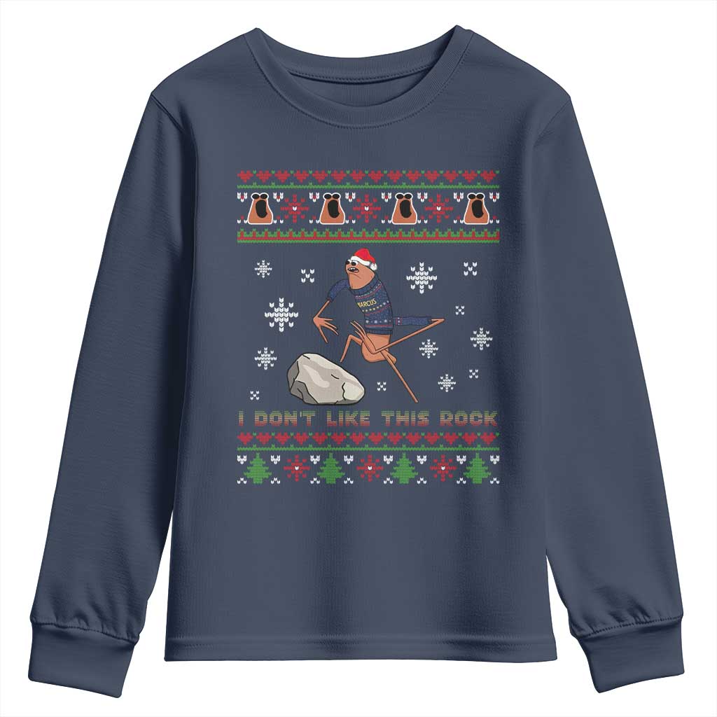 Funny Marcus The Worm Meme Youth Sweatshirt I Do Not Like This Rock Ugly Christmas Gift TS12 Navy Print Your Wear