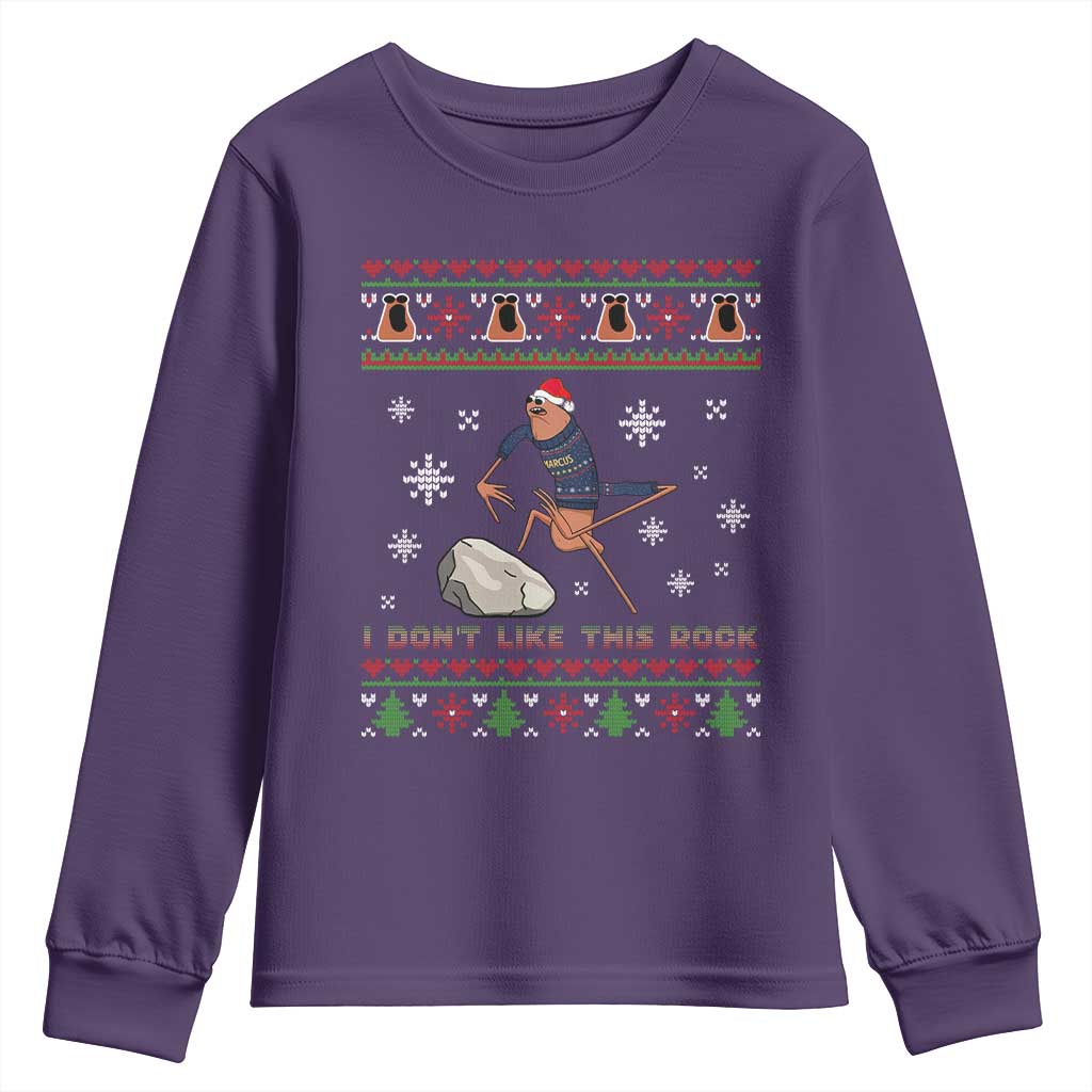 Funny Marcus The Worm Meme Youth Sweatshirt I Do Not Like This Rock Ugly Christmas Gift TS12 Purple Print Your Wear