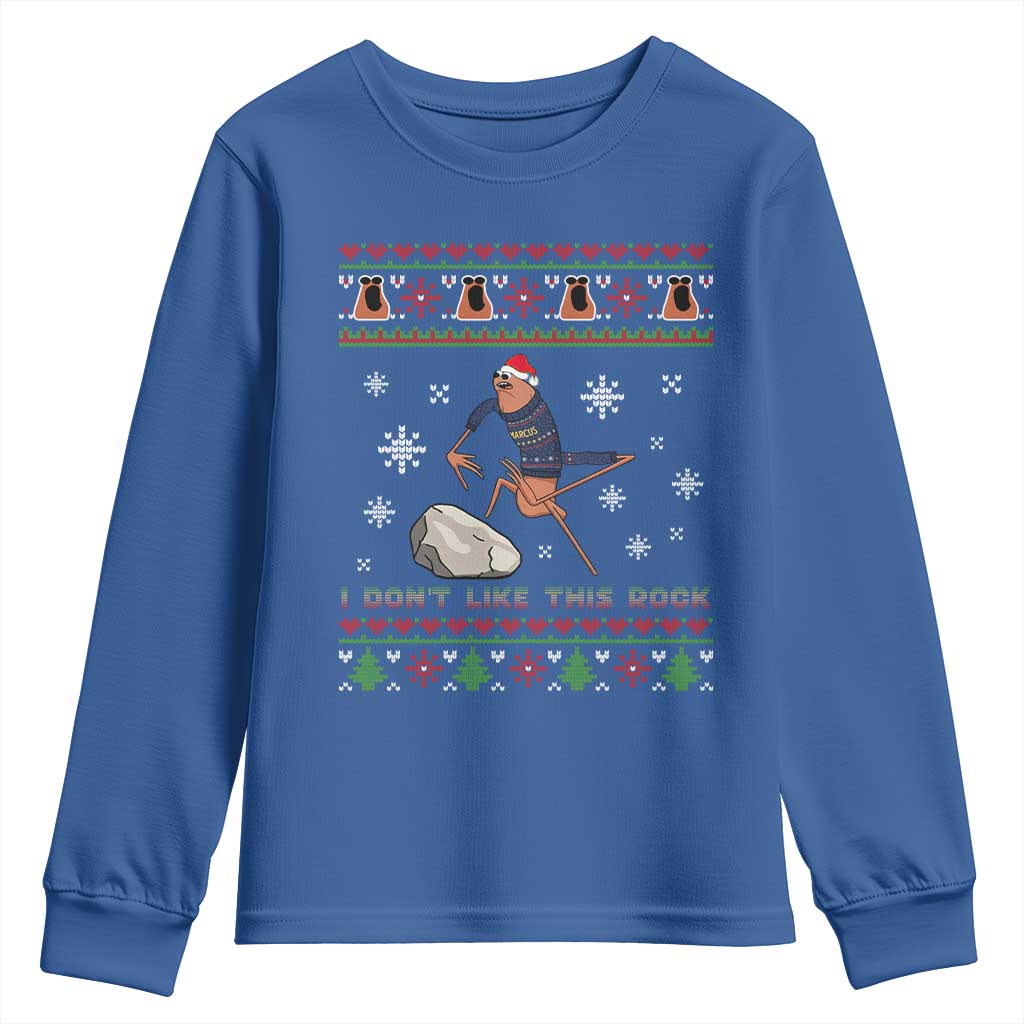Funny Marcus The Worm Meme Youth Sweatshirt I Do Not Like This Rock Ugly Christmas Gift TS12 Royal Blue Print Your Wear