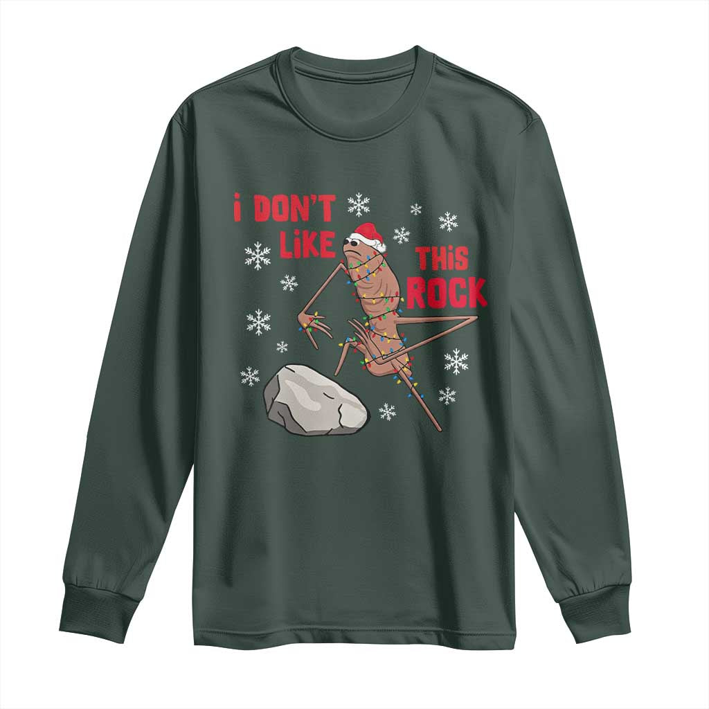 I Do Not Like This Rock Long Sleeve Shirt Christmas Marcus The Worm Meme Gift TS12 Dark Forest Green Print Your Wear