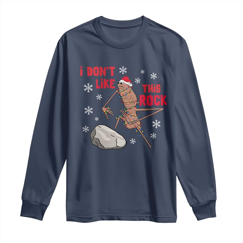 I Do Not Like This Rock Long Sleeve Shirt Christmas Marcus The Worm Meme Gift TS12 Navy Print Your Wear