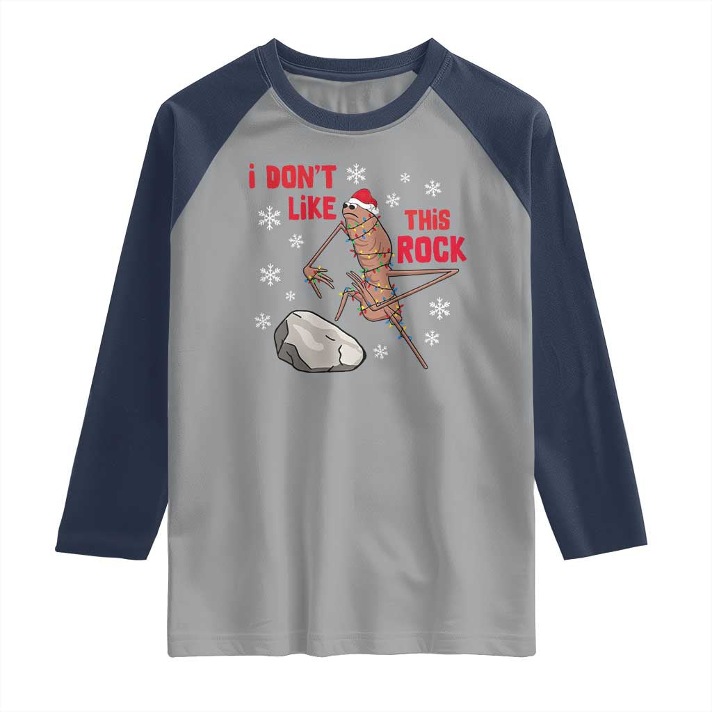 I Do Not Like This Rock Raglan Shirt Christmas Marcus The Worm Meme Gift TS12 Sport Gray Navy Print Your Wear