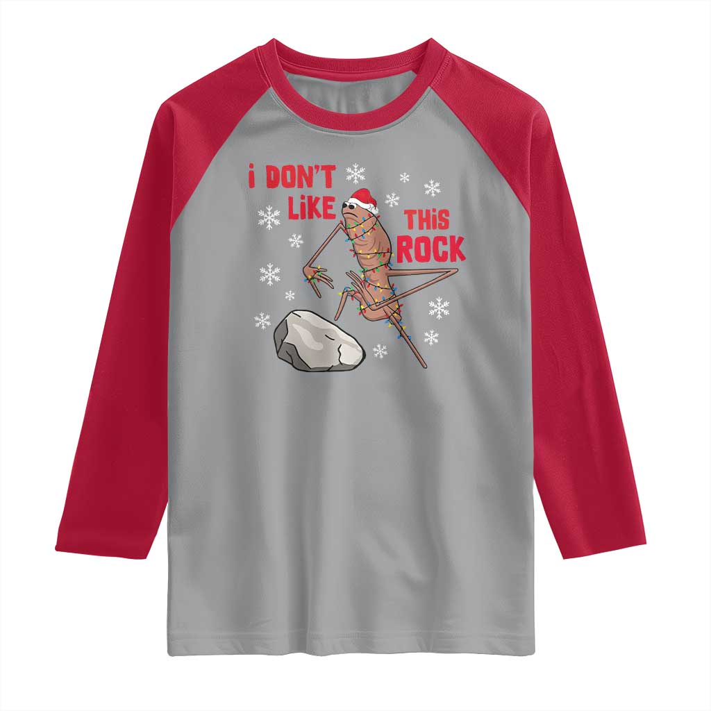 I Do Not Like This Rock Raglan Shirt Christmas Marcus The Worm Meme Gift TS12 Sport Gray Red Print Your Wear