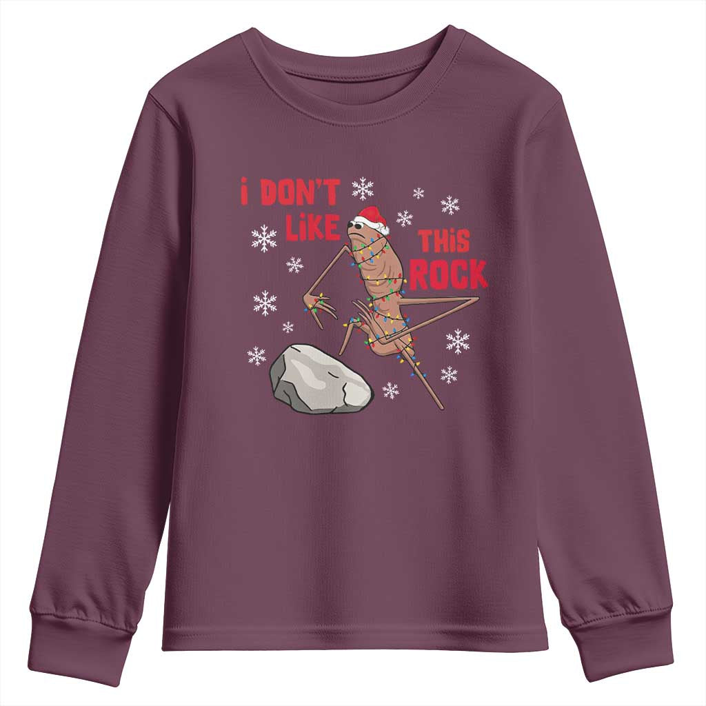 I Do Not Like This Rock Youth Sweatshirt Christmas Marcus The Worm Meme Gift TS12 Maroon Print Your Wear