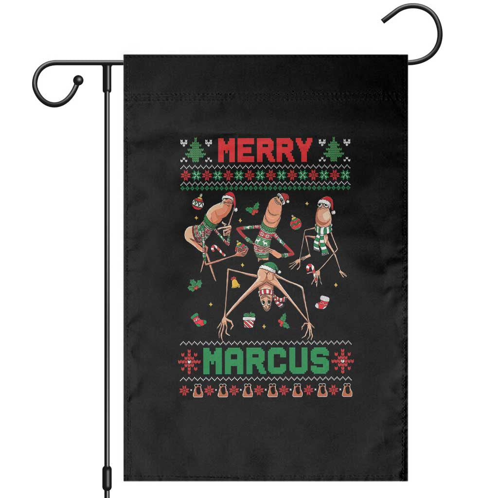 Funny Merry Marcus Garden Flag Ugly Christmas Marcus The Worm Meme Gift TS12 Black Print Your Wear