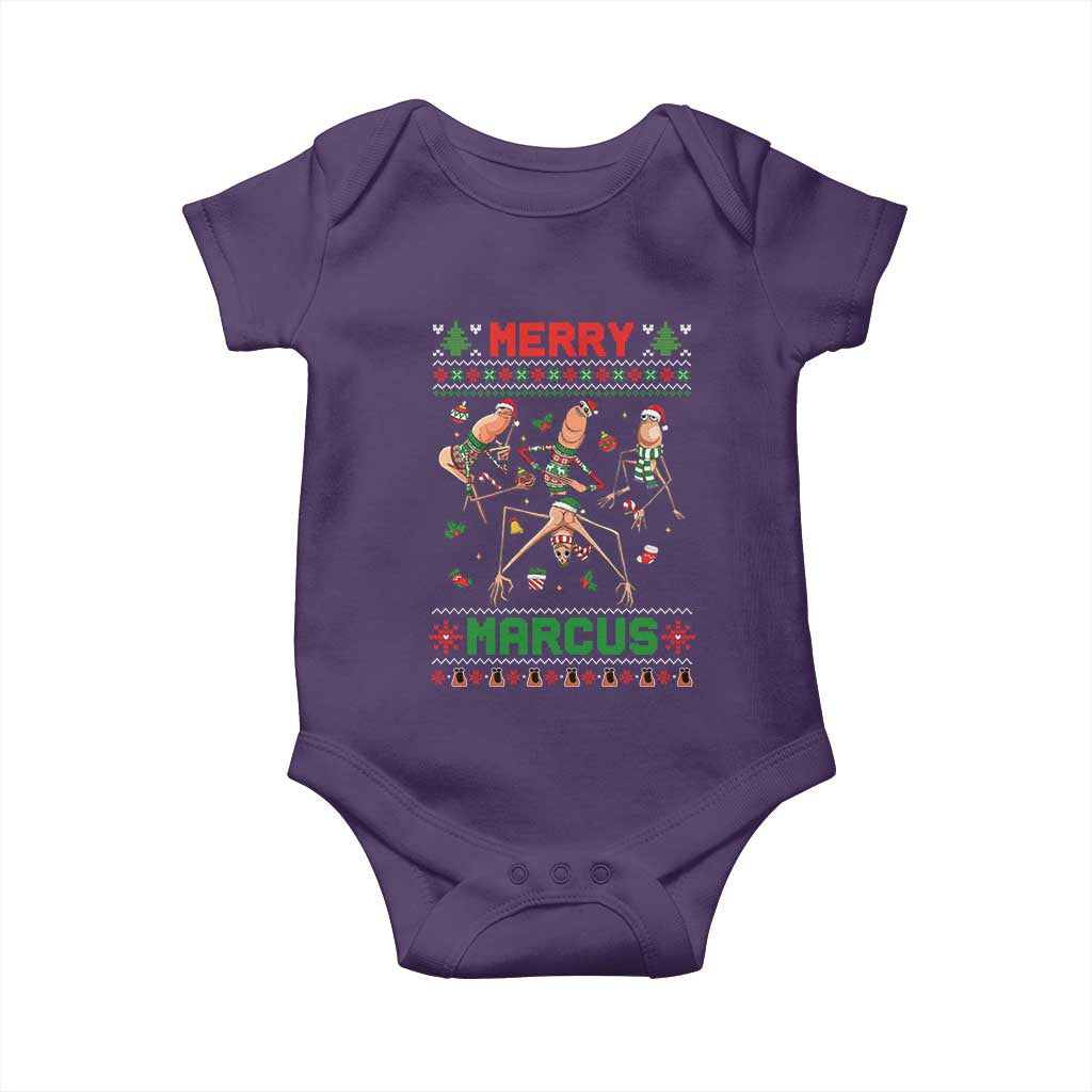 Funny Merry Marcus Baby Onesie Ugly Christmas Marcus The Worm Meme Gift TS12 Purple Print Your Wear