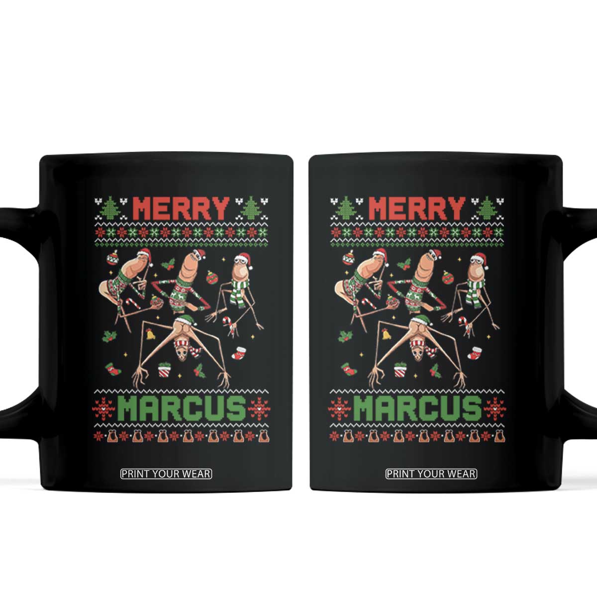 Funny Merry Marcus Coffee Mug Ugly Christmas Marcus The Worm Meme Gift - Print Your Wear