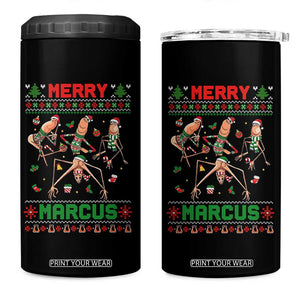 Funny Merry Marcus 4 in 1 Can Cooler Tumbler Ugly Christmas Marcus The Worm Meme Gift - Print Your Wear