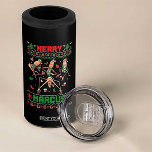 Funny Merry Marcus 4 in 1 Can Cooler Tumbler Ugly Christmas Marcus The Worm Meme Gift - Print Your Wear