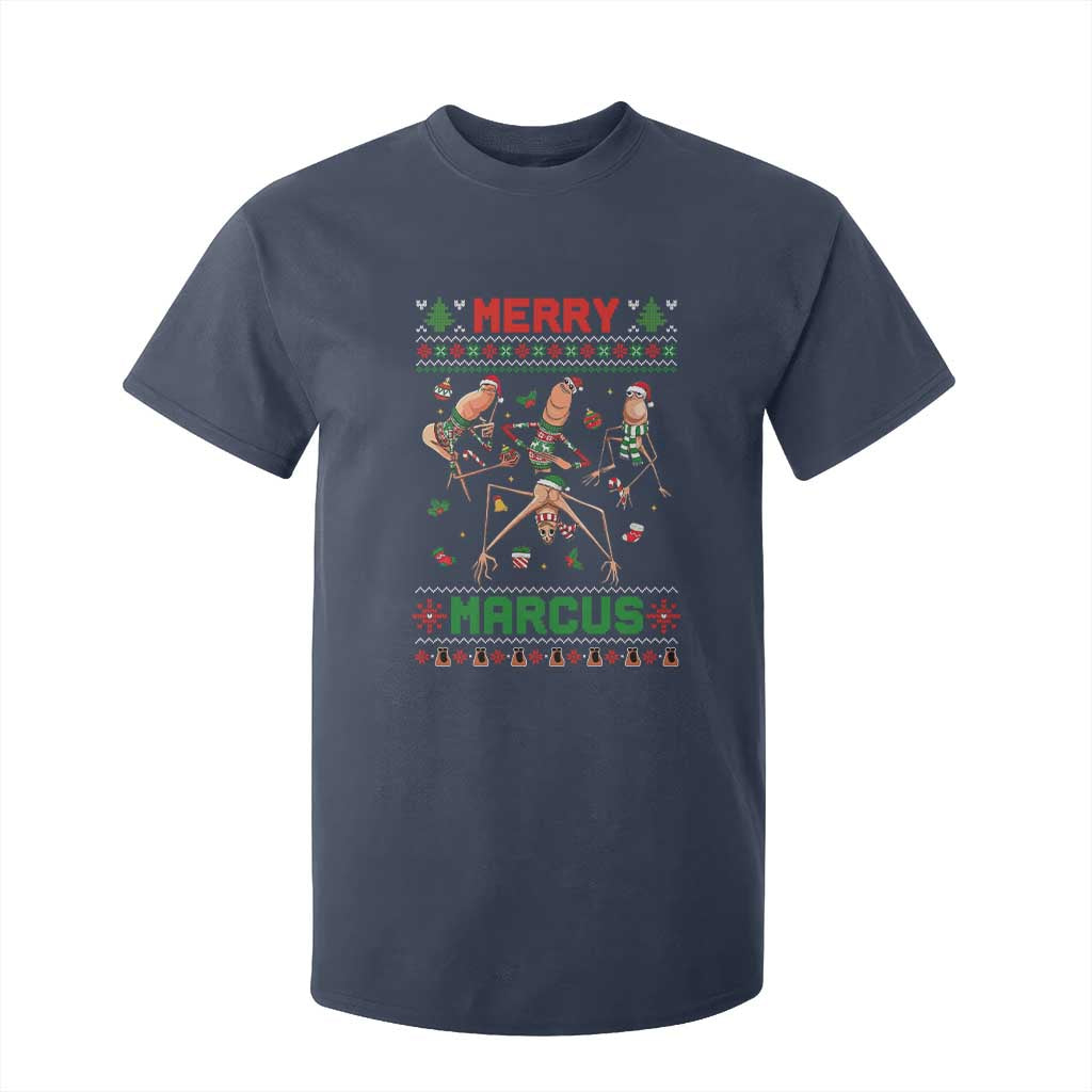 Funny Merry Marcus T Shirt For Kid Ugly Christmas Marcus The Worm Meme Gift TS12 Navy Print Your Wear