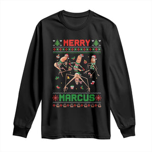 Funny Merry Marcus Long Sleeve Shirt Ugly Christmas Marcus The Worm Meme Gift TS12 Black Print Your Wear