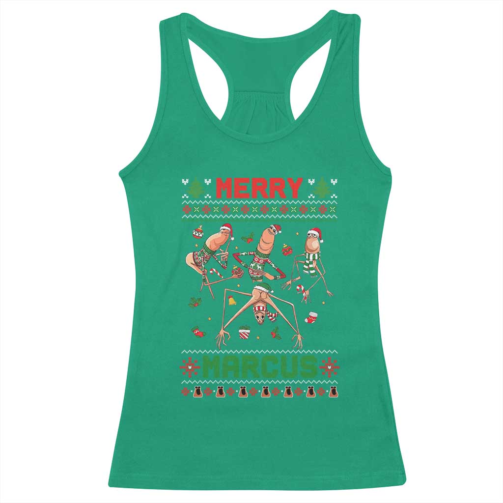 Funny Merry Marcus Racerback Tank Top Ugly Christmas Marcus The Worm Meme Gift TS12 Irish Green Print Your Wear