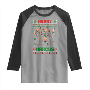 Funny Merry Marcus Raglan Shirt Ugly Christmas Marcus The Worm Meme Gift TS12 Sport Gray Black Print Your Wear