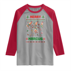 Funny Merry Marcus Raglan Shirt Ugly Christmas Marcus The Worm Meme Gift TS12 Sport Gray Red Print Your Wear