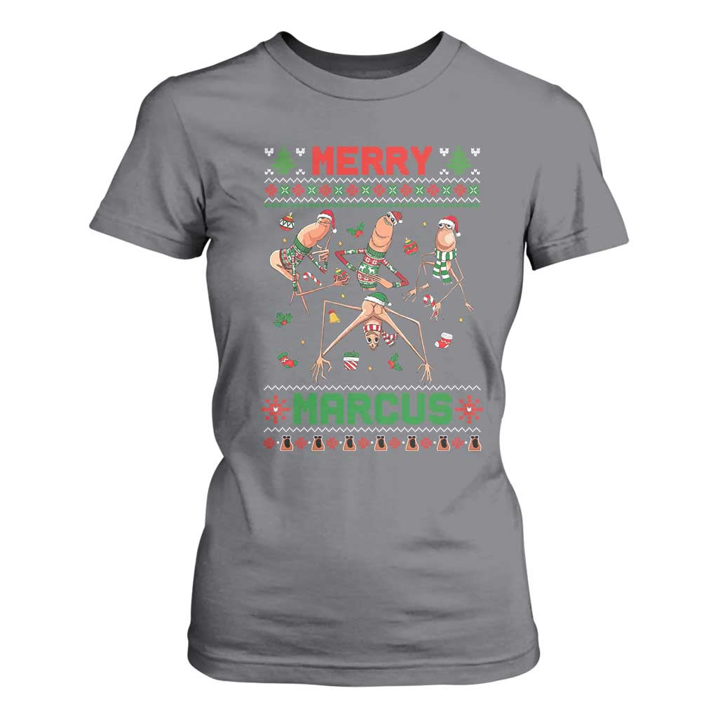 Funny Merry Marcus T Shirt For Women Ugly Christmas Marcus The Worm Meme Gift TS12 Charcoal Print Your Wear