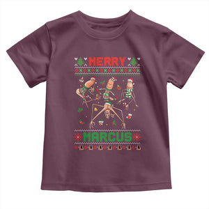 Funny Merry Marcus Toddler T Shirt Ugly Christmas Marcus The Worm Meme Gift TS12 Maroon Print Your Wear