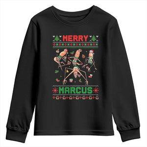 Funny Merry Marcus Youth Sweatshirt Ugly Christmas Marcus The Worm Meme Gift TS12 Black Print Your Wear