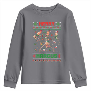 Funny Merry Marcus Youth Sweatshirt Ugly Christmas Marcus The Worm Meme Gift TS12 Charcoal Print Your Wear