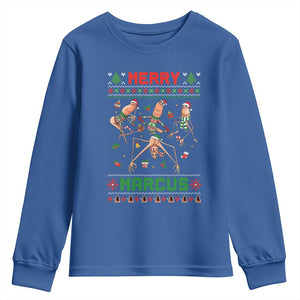 Funny Merry Marcus Youth Sweatshirt Ugly Christmas Marcus The Worm Meme Gift TS12 Royal Blue Print Your Wear