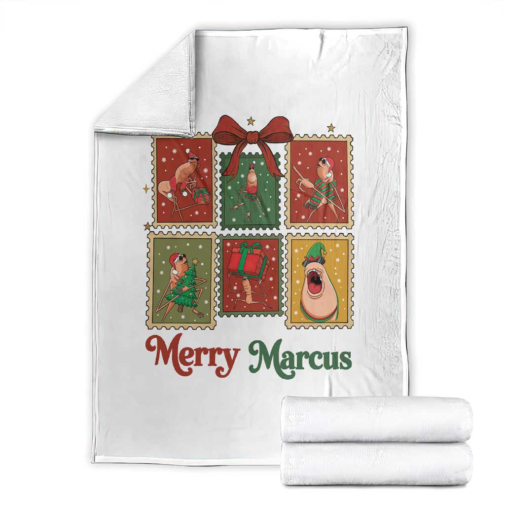 Christmas Marcus The Worm Meme Throw Blanket Funny Merry Marcus Gift TS12 White Print Your Wear